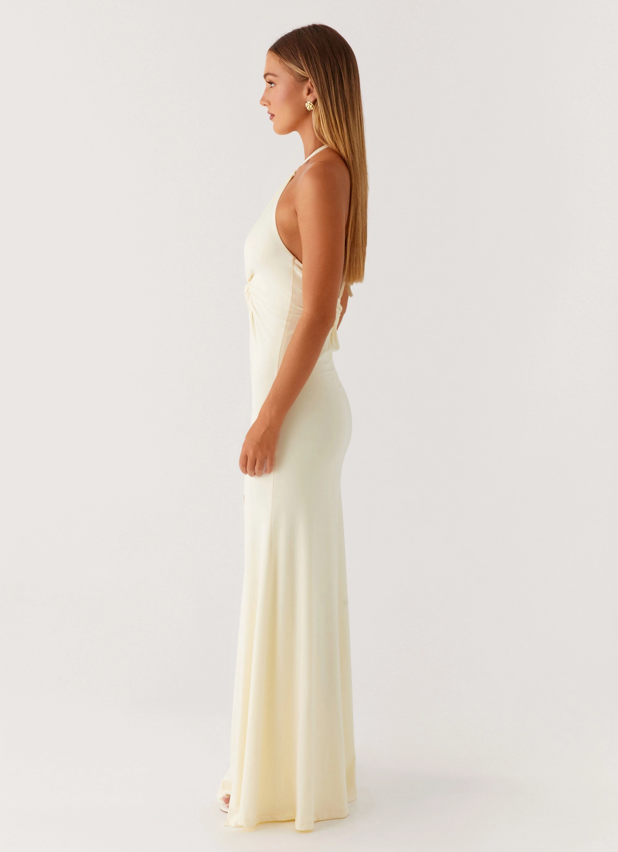 Just In Time Maxi Dress - Yellow Coral Soft Balloon-Sleeve