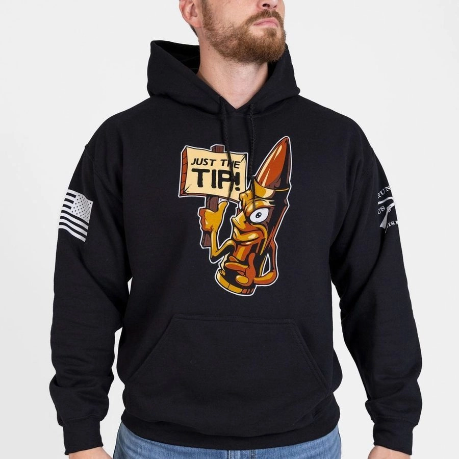 Just The Tip Hoodie - Black Relaxed Comfort Fit Iridescent effect