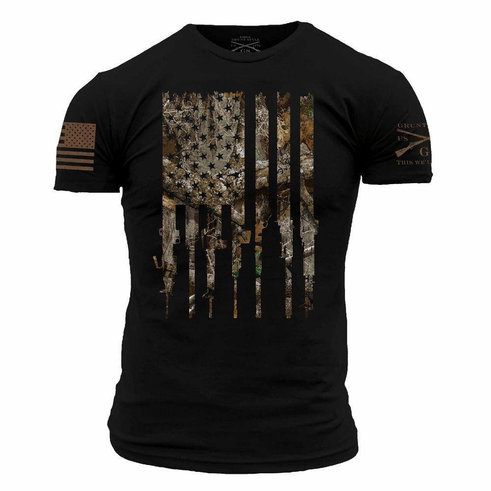 Realtree Edge? Rifle Flag T-Shirt - Black BiodegradableMaterial