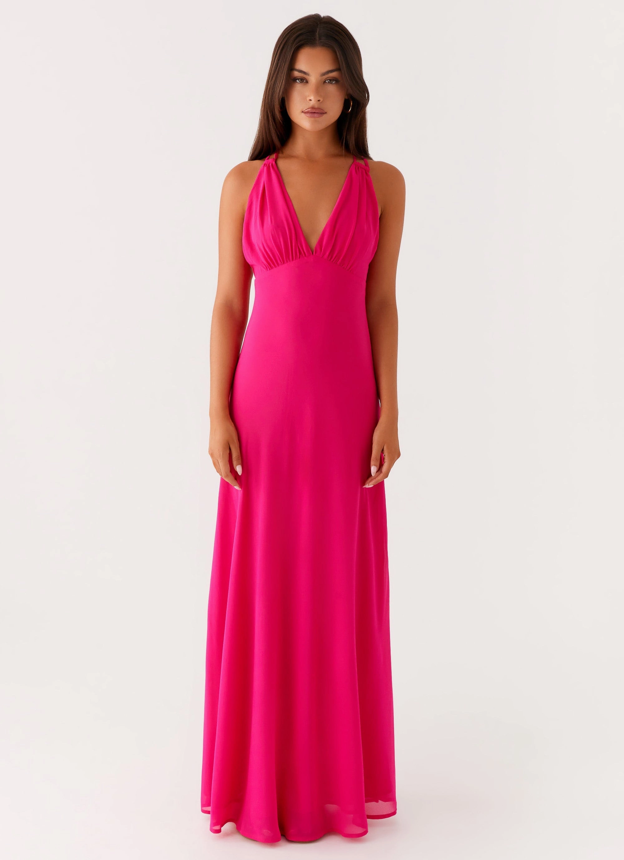 Fresh Form Lace Accent Kacia Maxi Dress - Fuchsia