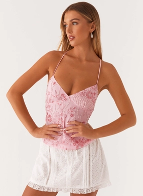 Calm Finish Kamilla Sequin Cami Top - Pink