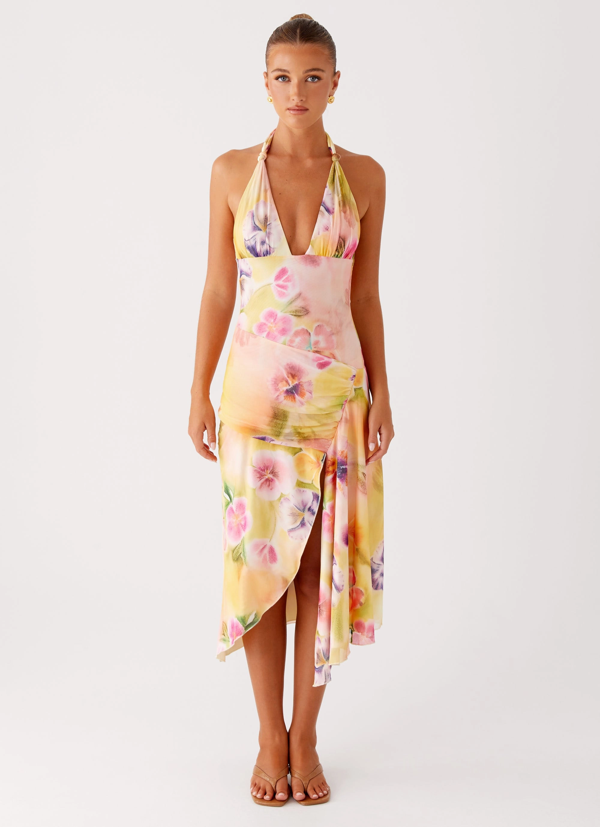 Kayce Midi Dress - Sunburst Floral Quick Outfit Comfort Layer Wear