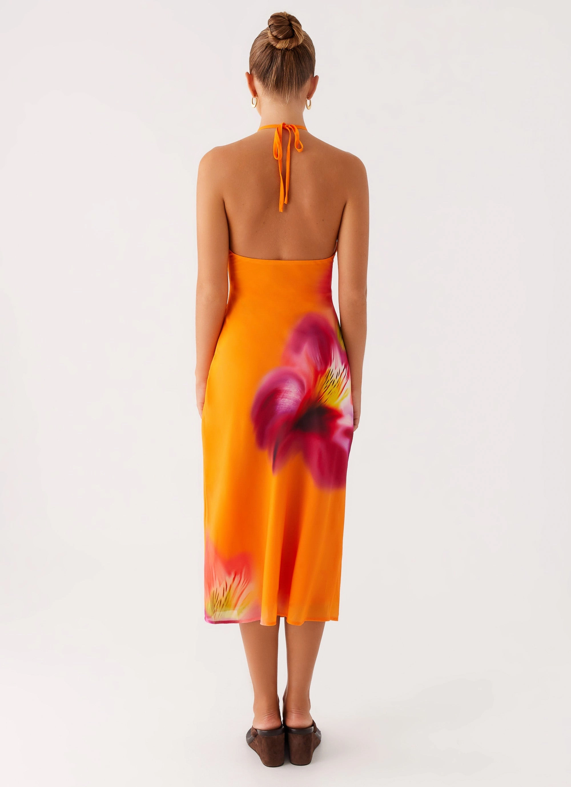 Kea Midi Dress - Orange Tropical Cool Fabric
