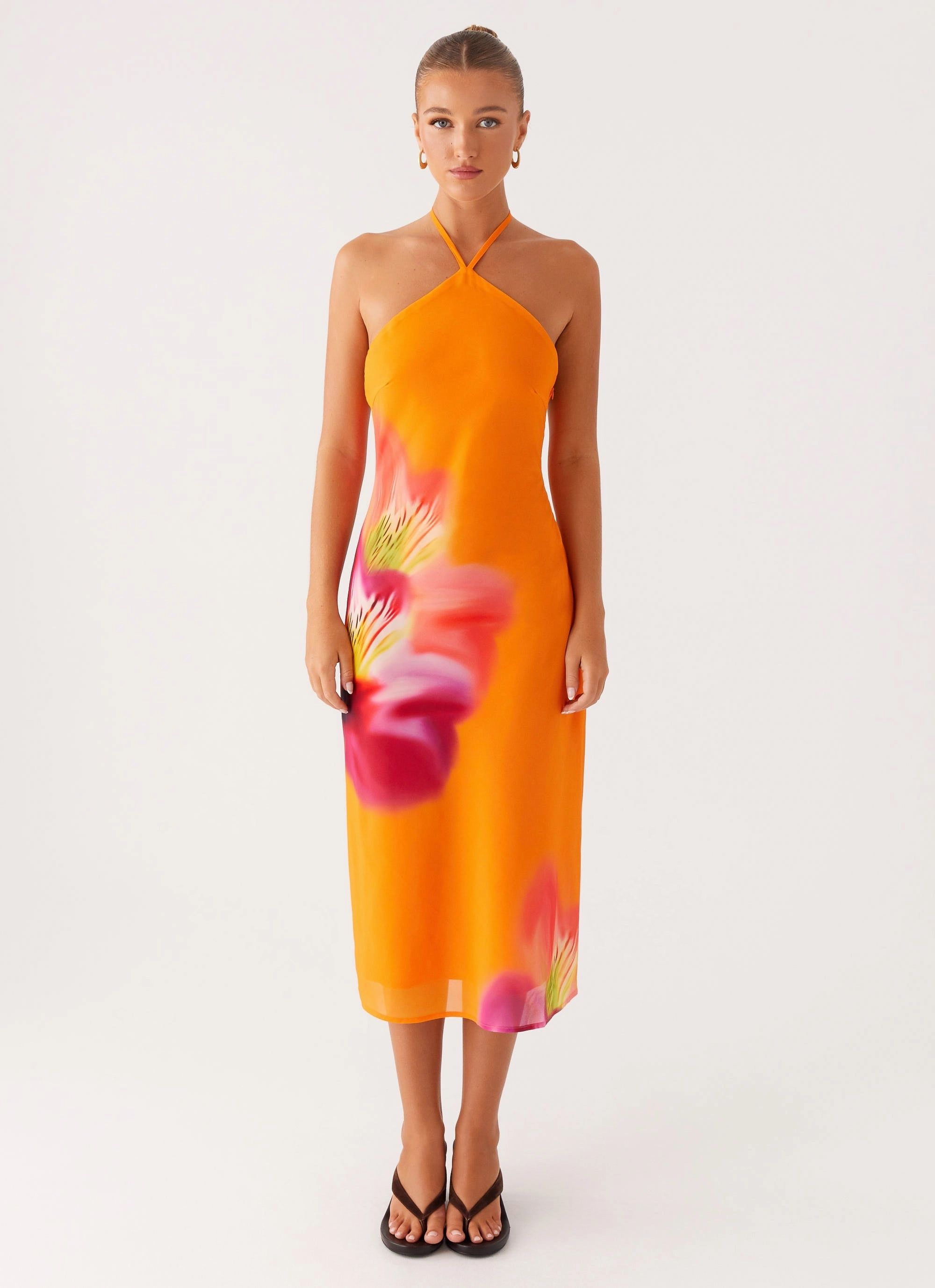 Kea Midi Dress - Orange Tropical Body Ease