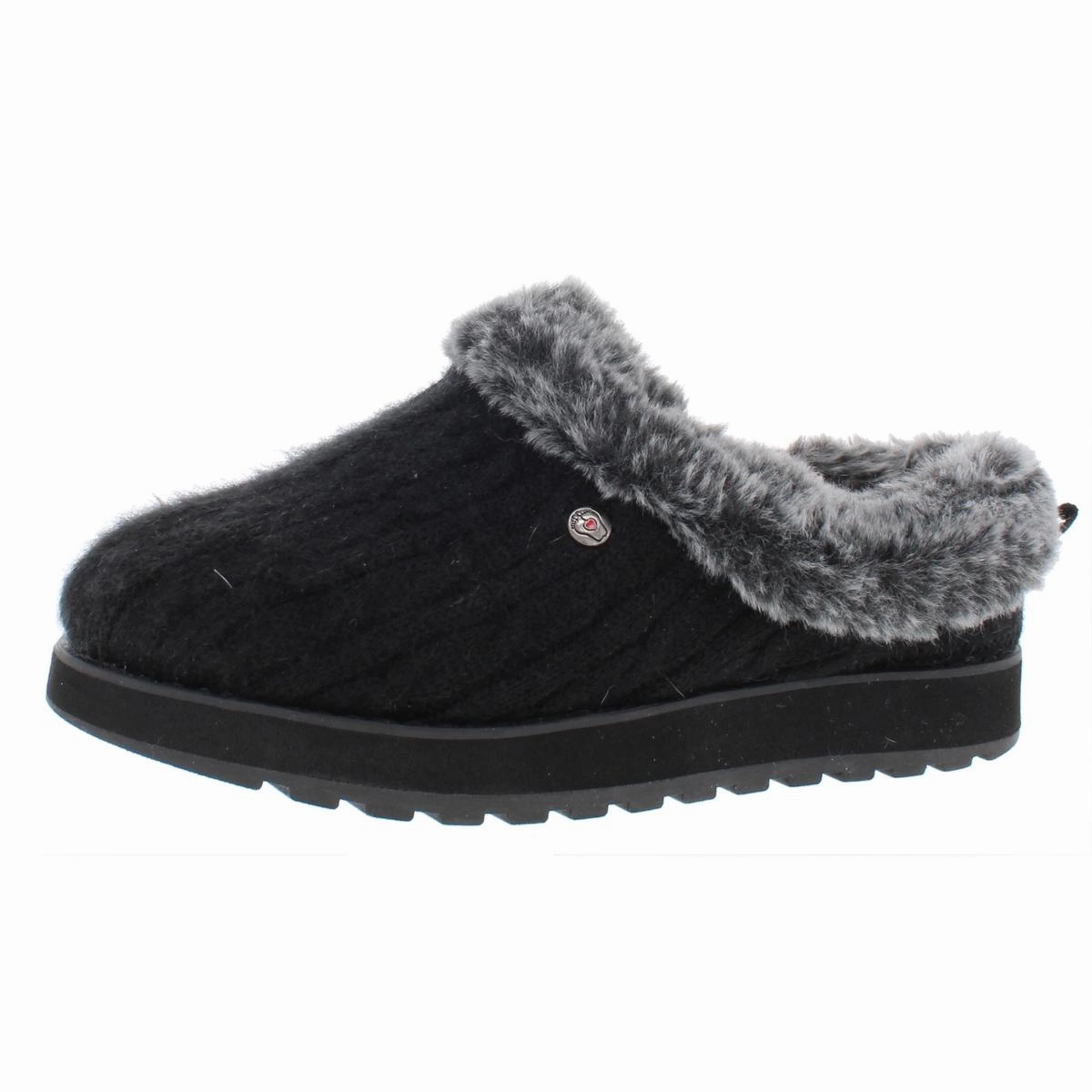 Quick Fit Shoes Sporty Footwear Keepsakes Ice Angel Womens Cable Knit Faux Fur Clogs