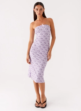 Limited-Edition Keila Strapless Midi Dress - Lavender Meadow