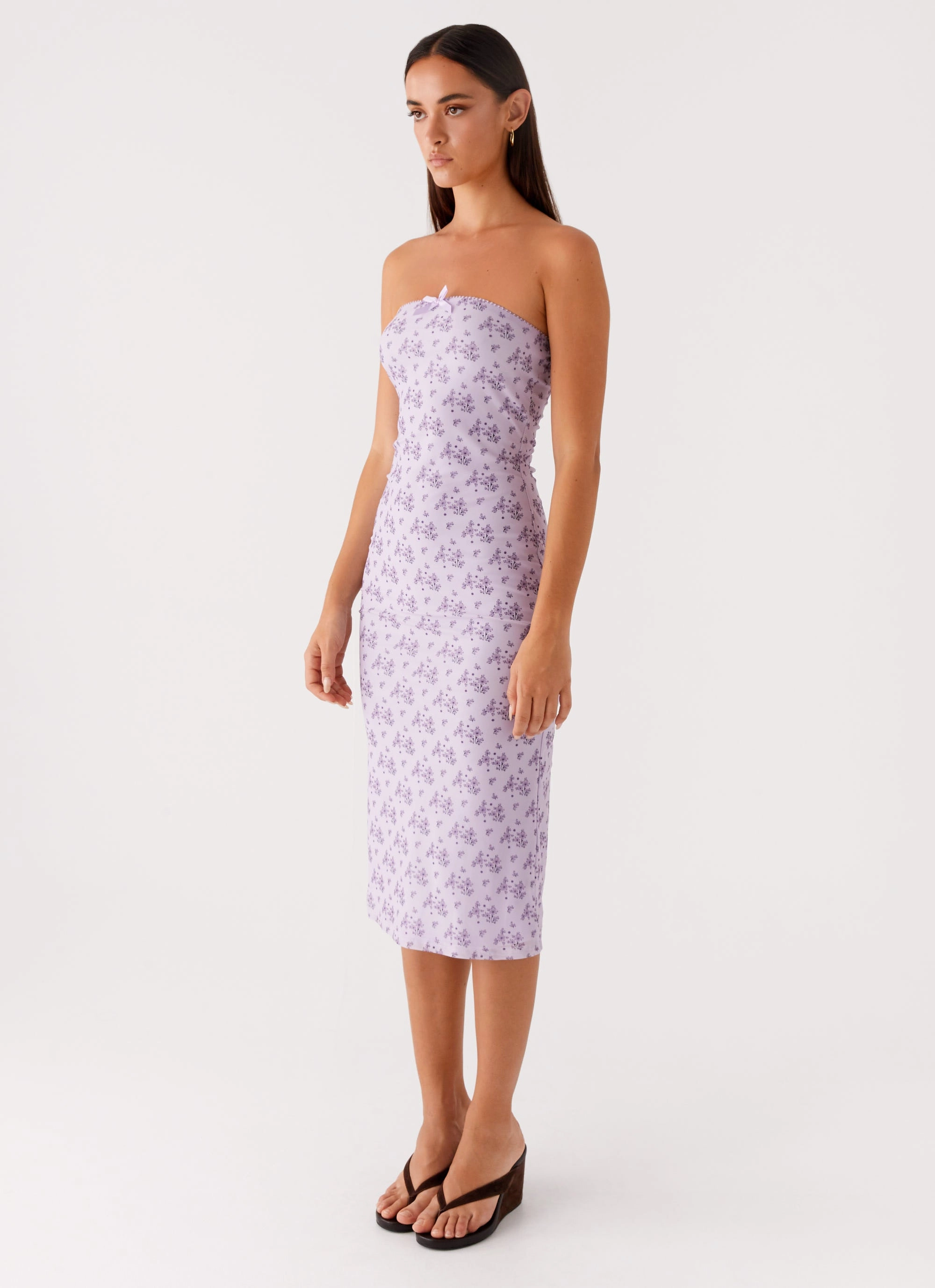 Keila Strapless Midi Dress - Lavender Meadow Casual Wear Blue Sky