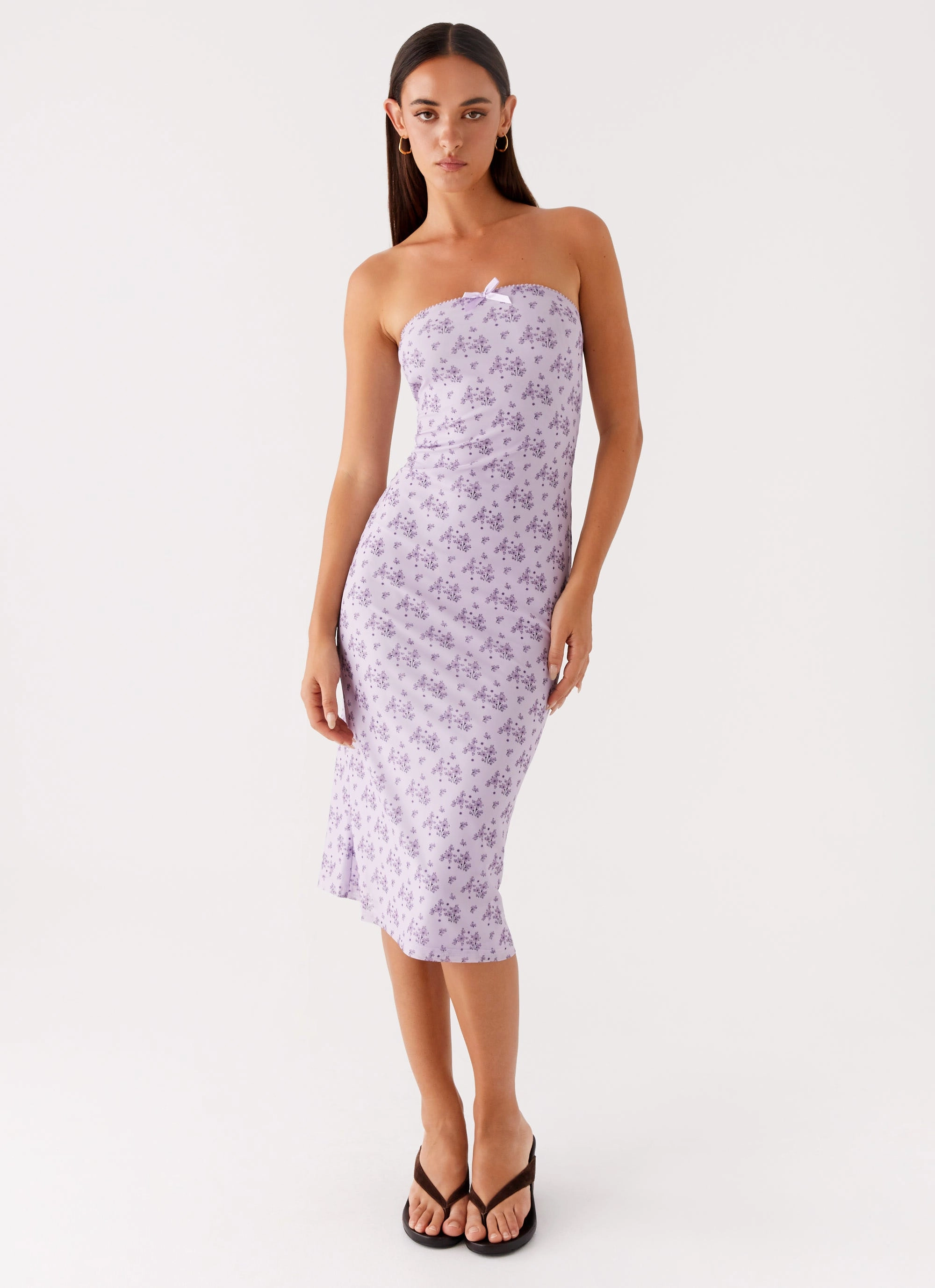 Limited-Edition Keila Strapless Midi Dress - Lavender Meadow