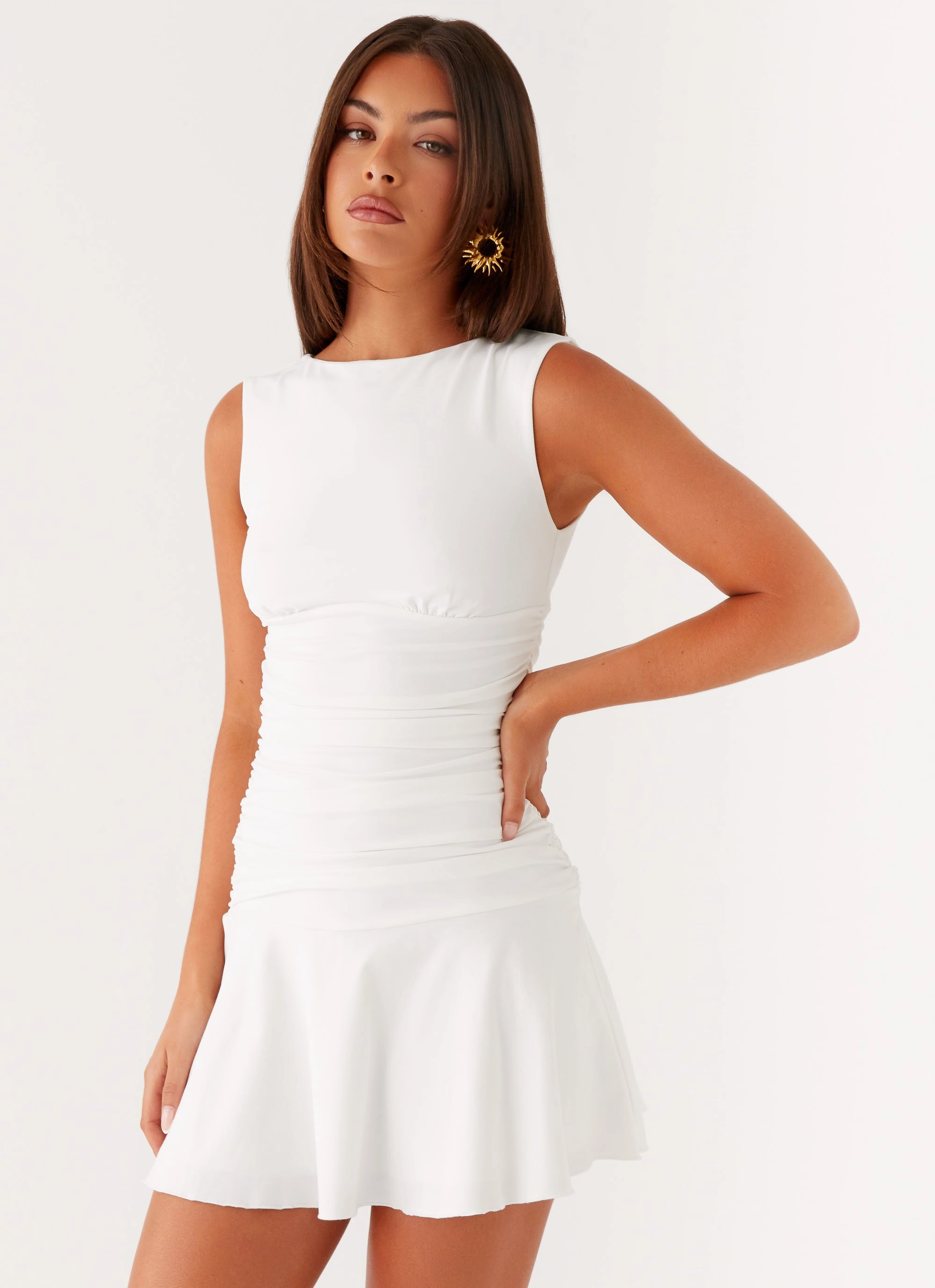 Kelda Mini Dress - White Comfortable Look Comfortable Wear