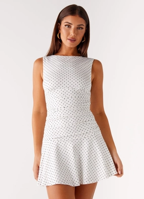 Slim Form Kelda Mini Dress - White Polka Dot