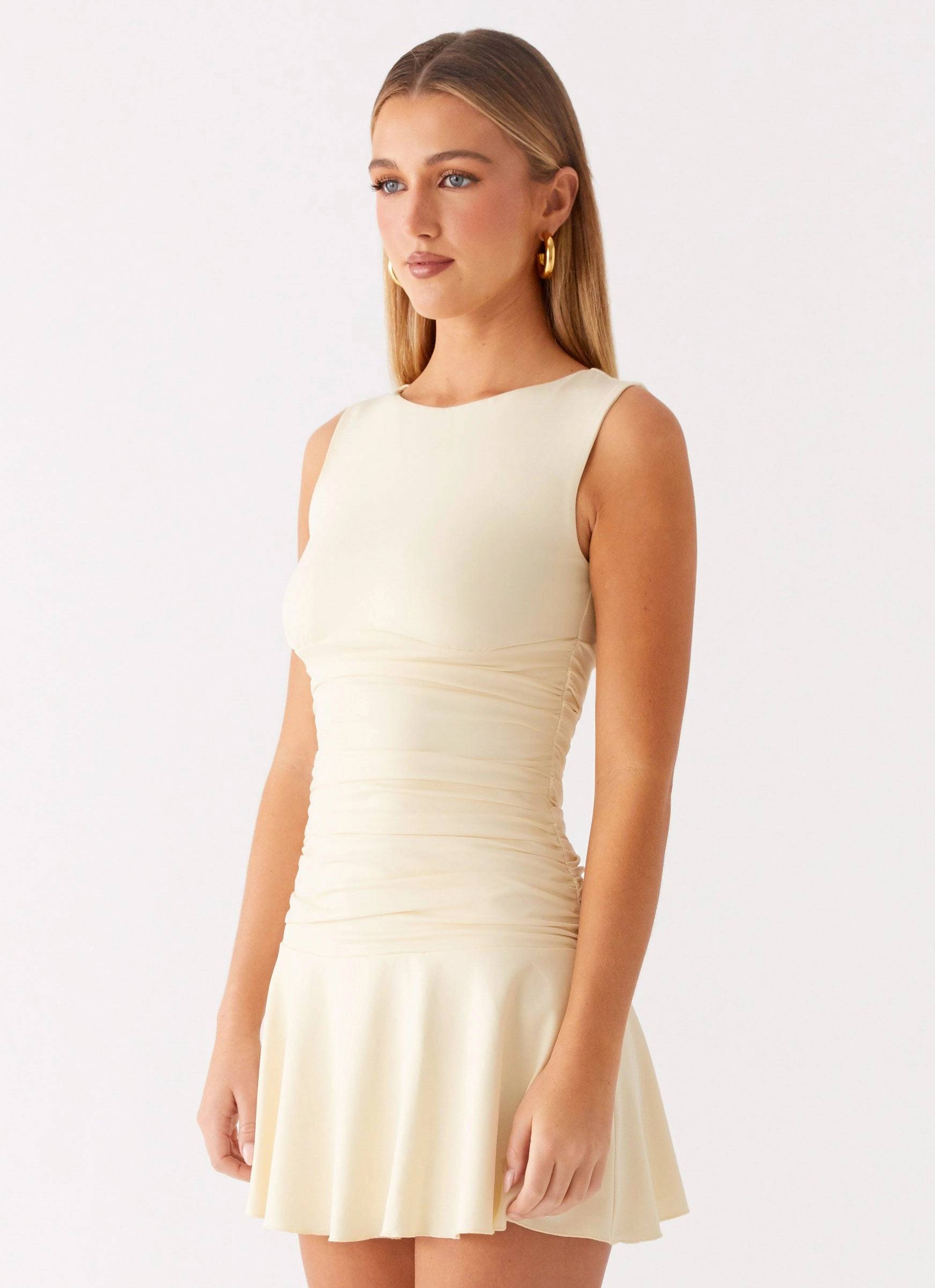 Kelda Mini Dress - Yellow BiasCutSilhouette