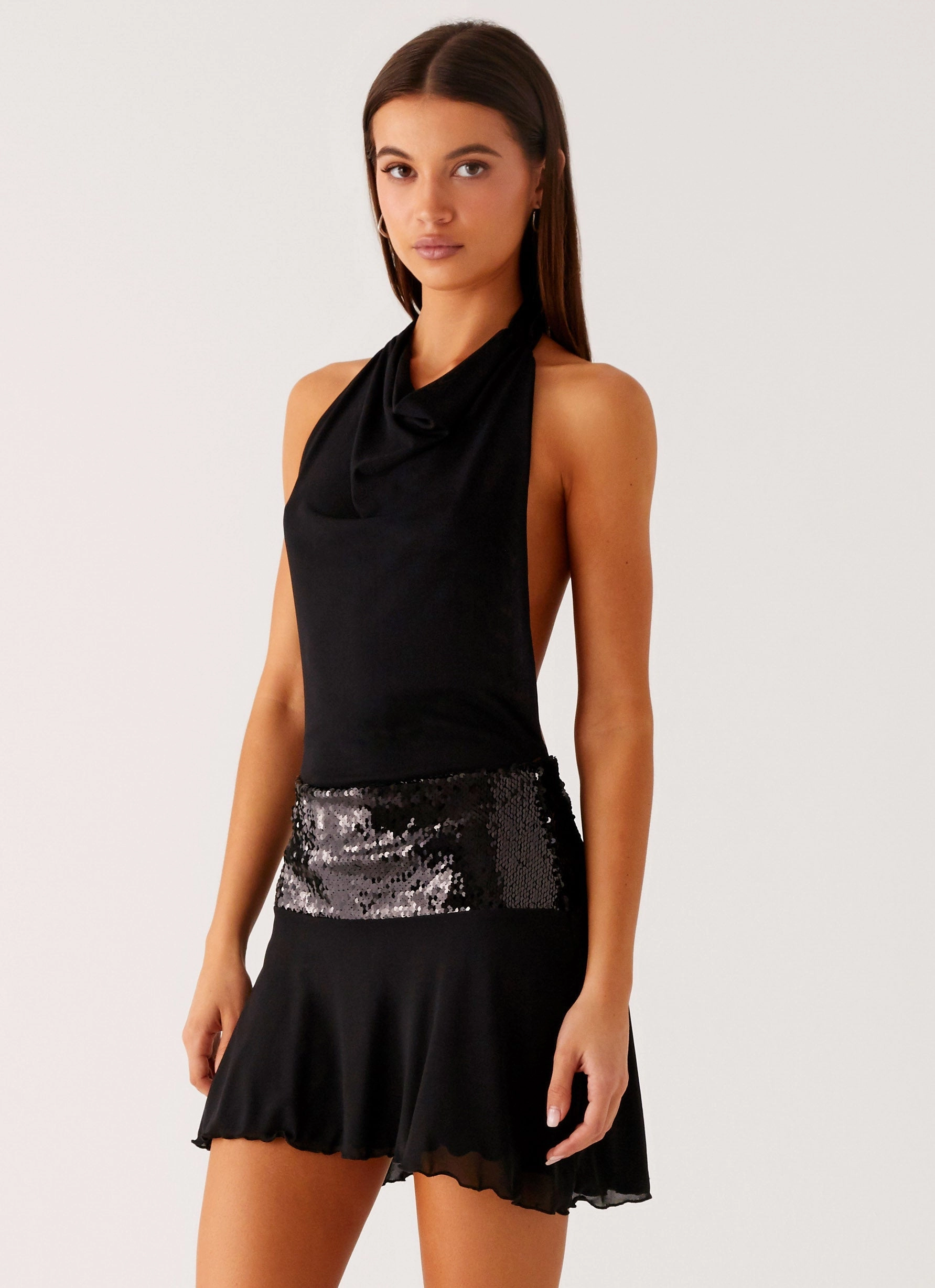 Kelsey Sequin Mini Dress - Black Air Touch Cool Tone