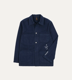 Four Way Stretch Interchangeable Liner System Kennedy by Drake??s Navy Cotton Duck Canvas Five-Pocket Chore Jacket