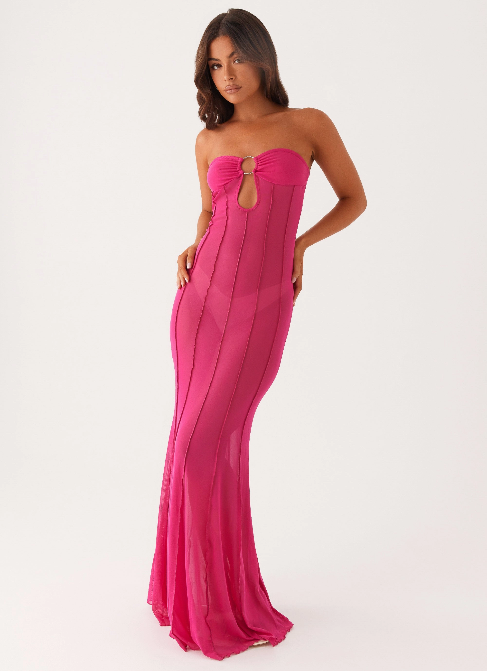 Rhinestone-Detail Minimal Fit Kennedy Maxi Dress - Fuchsia