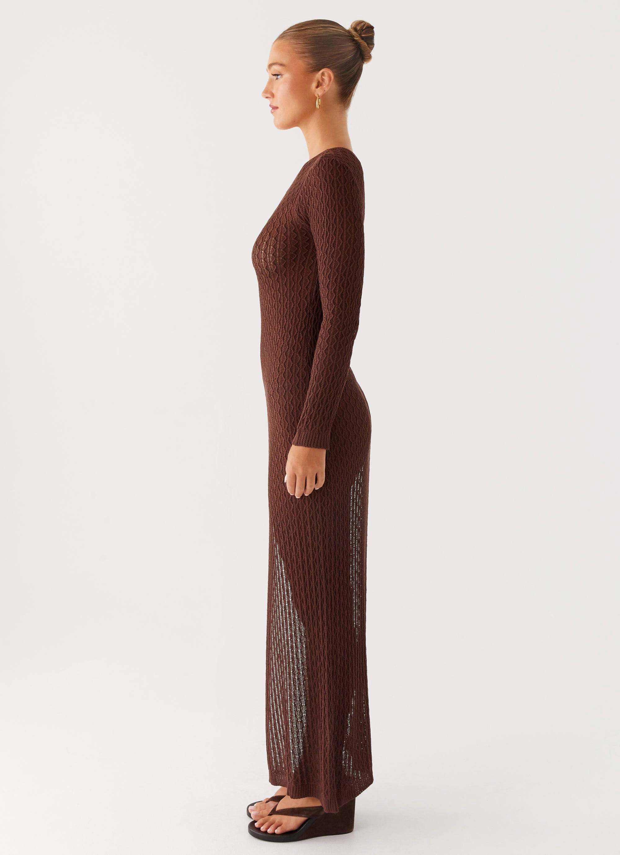 Floral design Kerri Knit Maxi Dress - Dark Chocolate