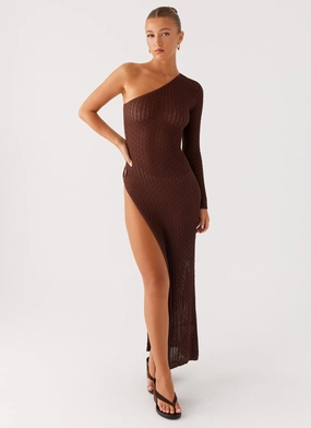 All Fitwear Kerri Knit Maxi Dress - Dark Chocolate