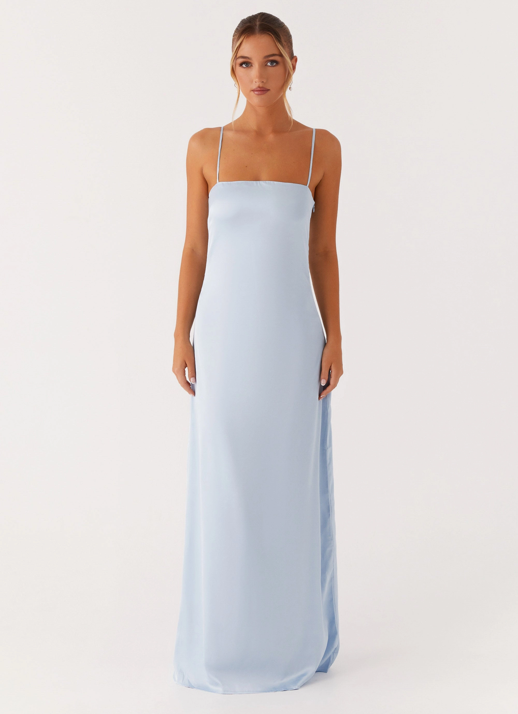 Sleeve Light Aster Bloom Maxi Dress - Blue