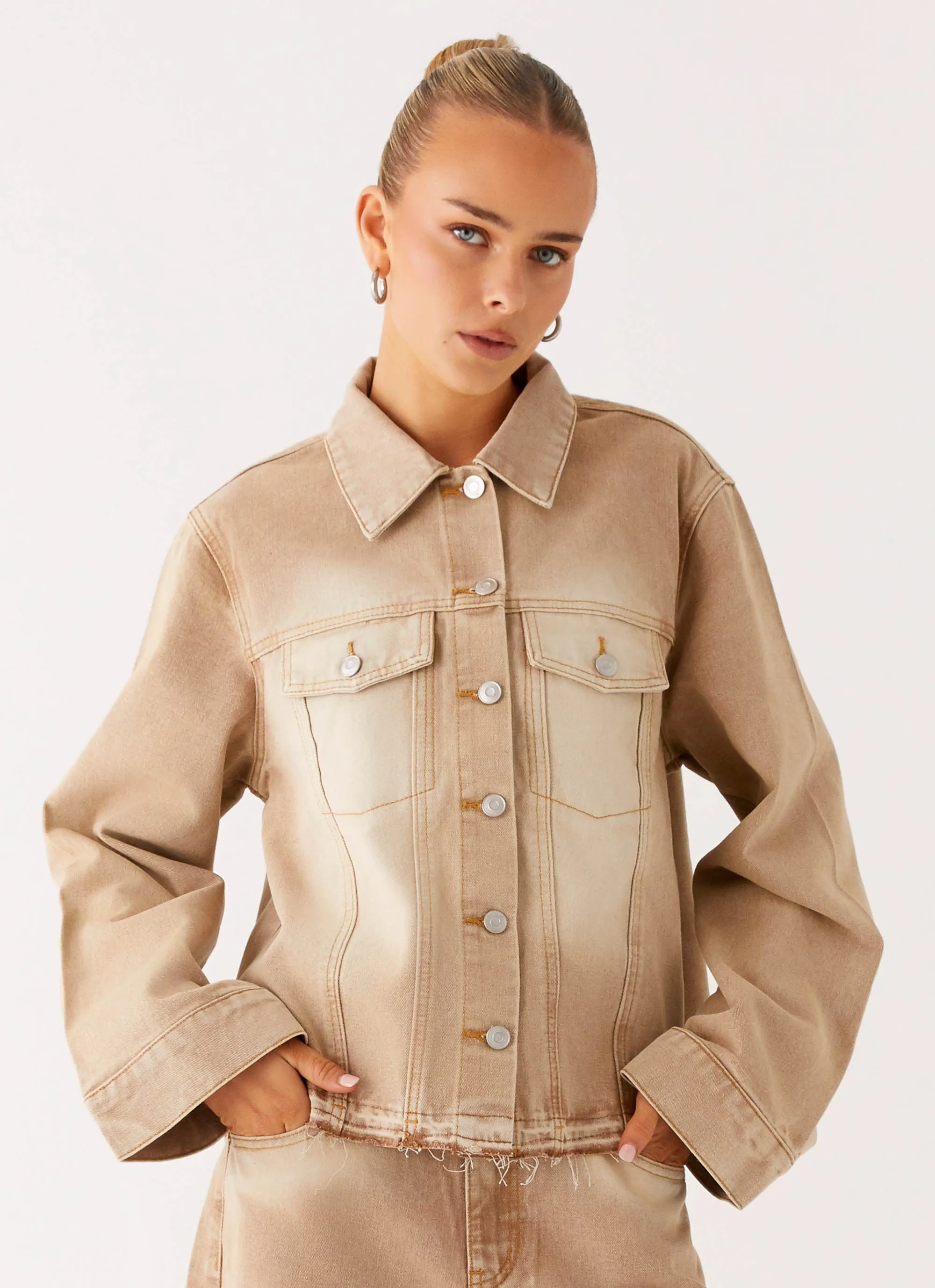 Sale Sport Mode Khalil Denim Jacket - Tan