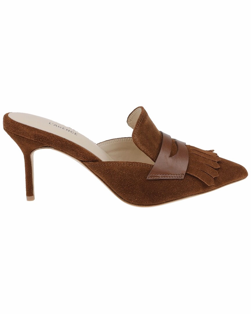 L'AGENCE Bijou Suede Heeled Mule Easy Beach Slip Comfortable Stride