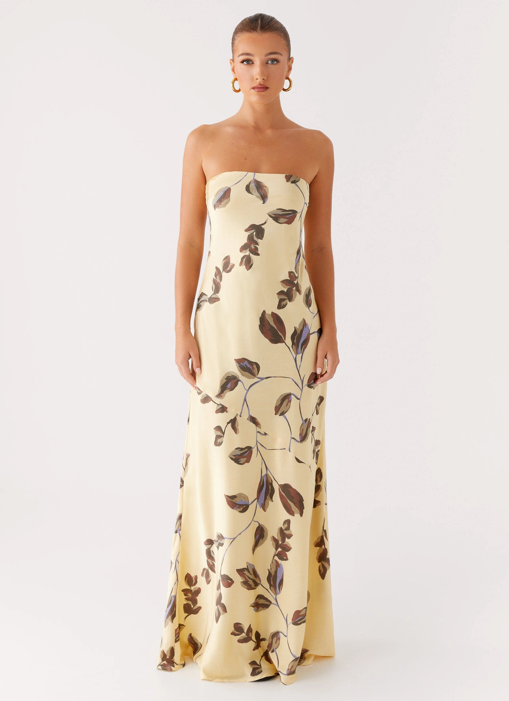 Alisa Strapless Maxi Dress - Buttercream Bliss Slim Silhouette
