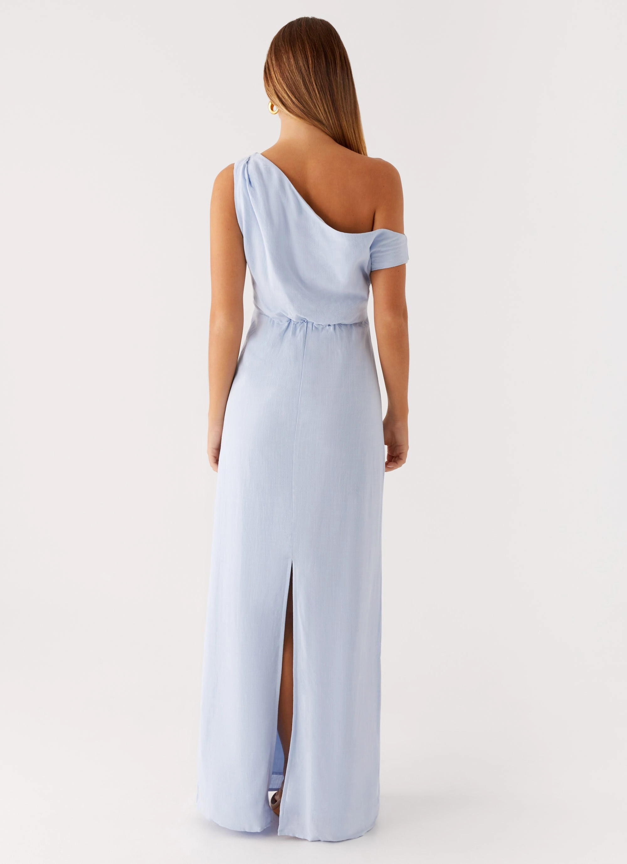Lady Love Linen Maxi Dress - Blue Layered-Look Evening-Wear