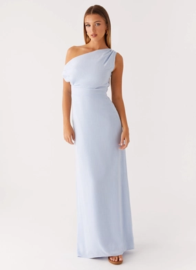 Shiny surface Lady Love Linen Maxi Dress - Blue