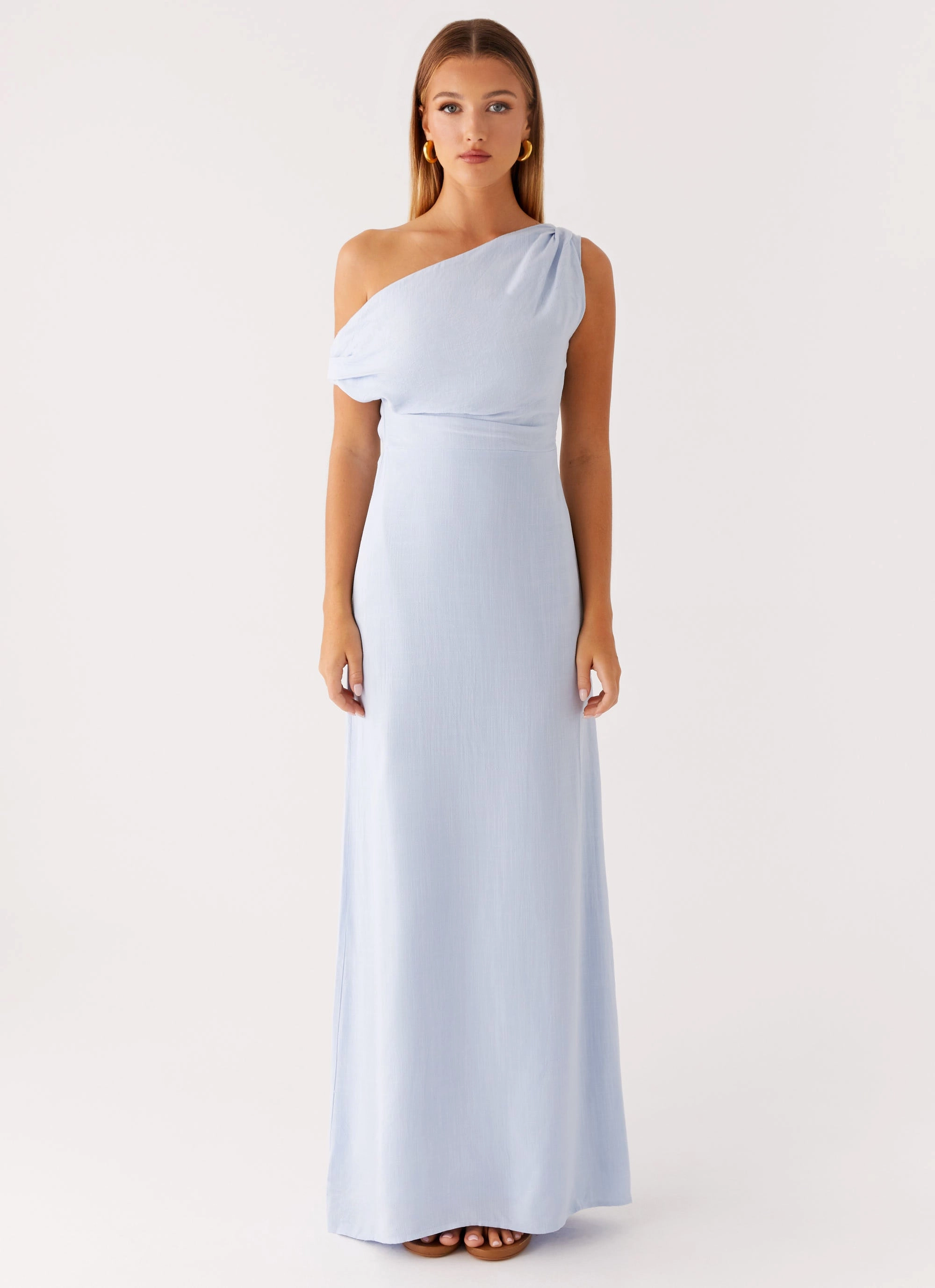 Lady Love Linen Maxi Dress - Blue Full Coverage
