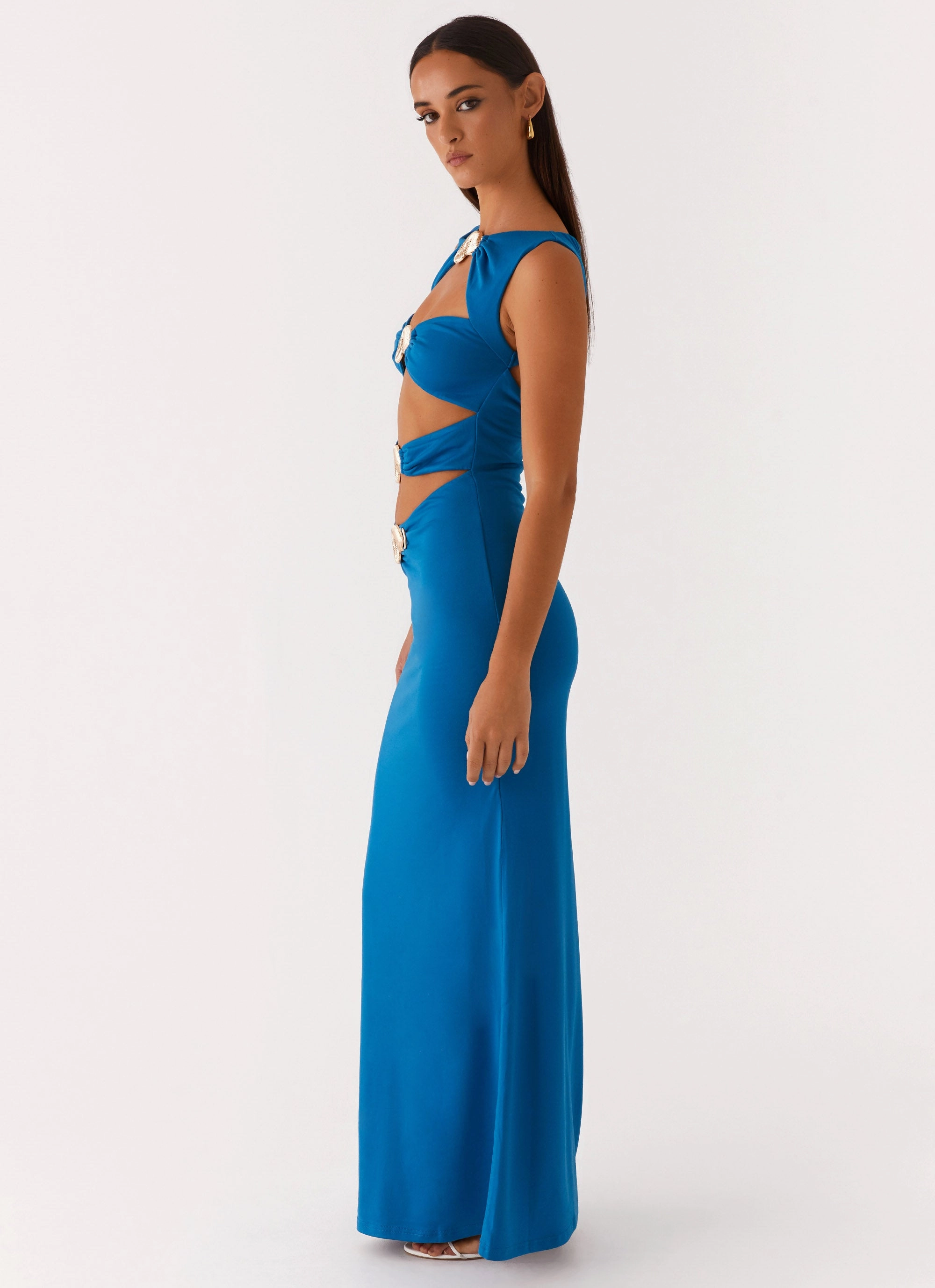 Lagoon Cut Out Maxi Dress - Royal Blue Bold Patterns