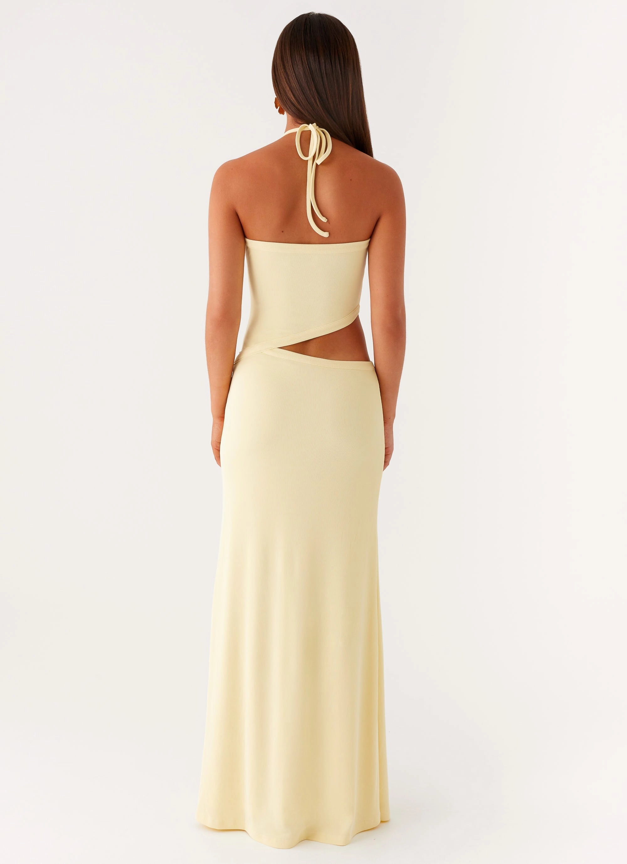 MultiPurposePockets Zip-Closure Lanah Cut Out Maxi Dress - Yellow
