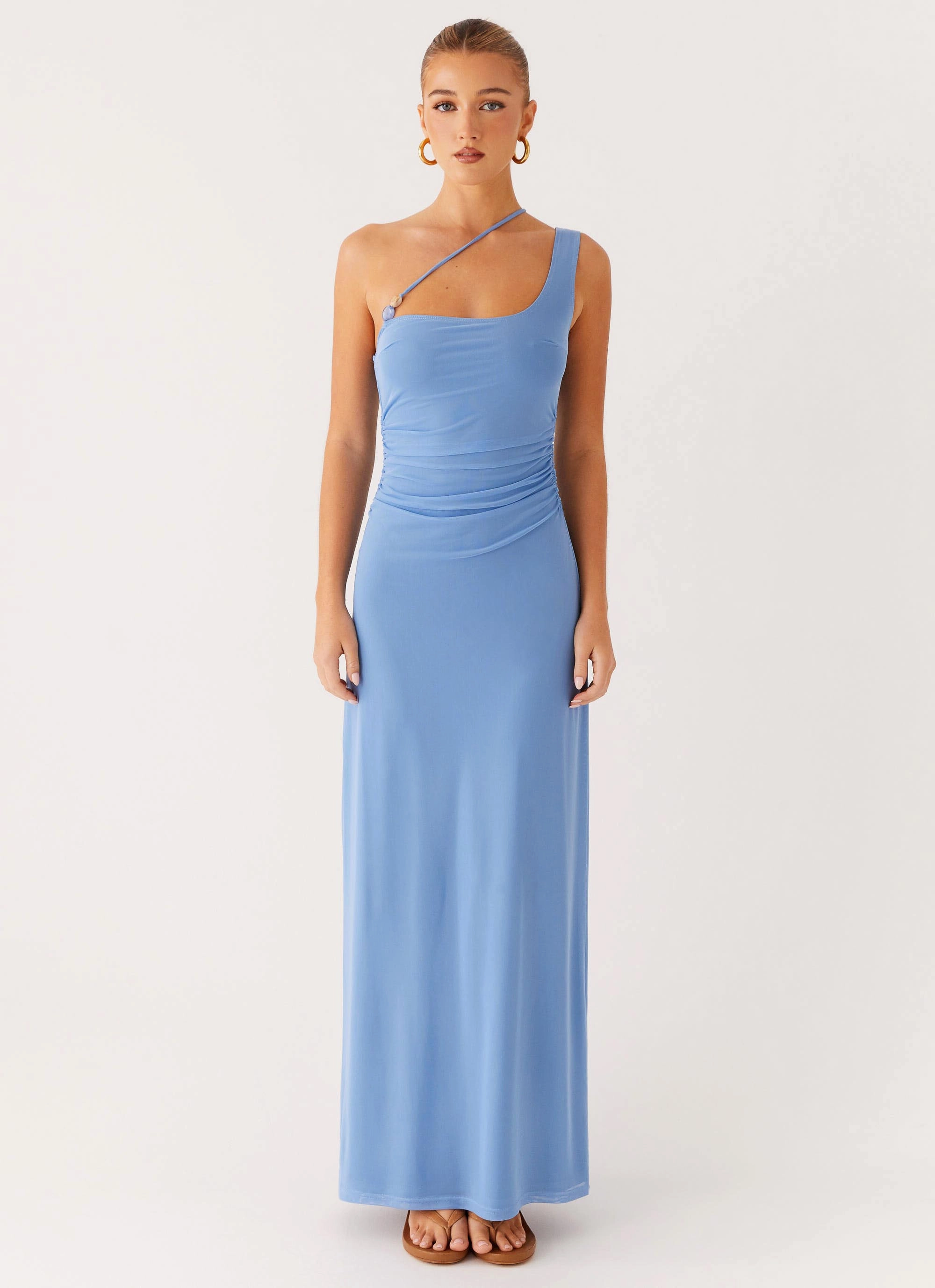 Vintage Style Pure Fabric Larisa Maxi Dress - Cornflower Blue