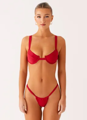 Poolside Vibes Airlie Scrunch Bikini Bottoms - Deep Red