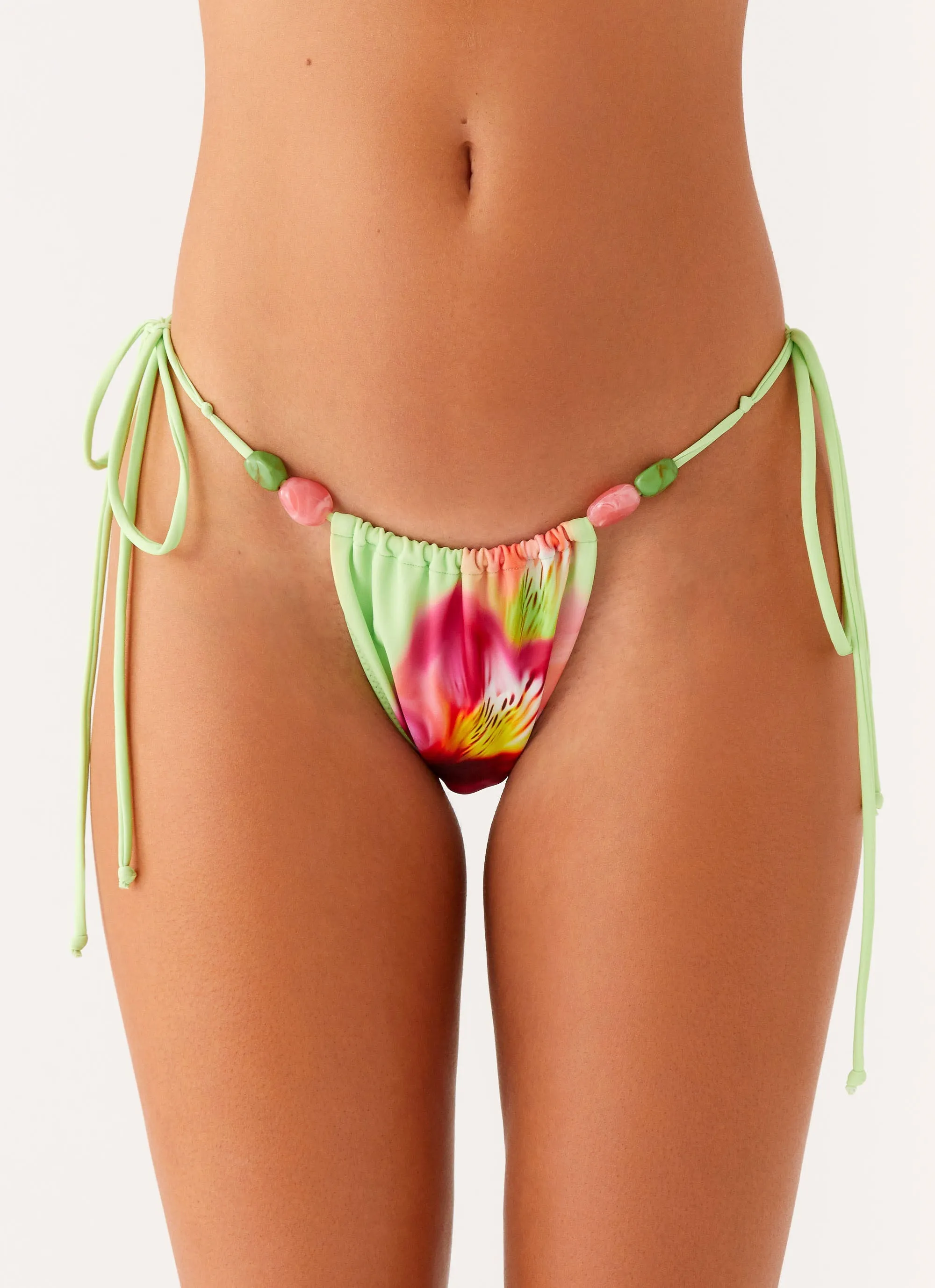Rach Bikini Bottoms - Green Tropical Supportive-Fit Snag Resistant Fabric