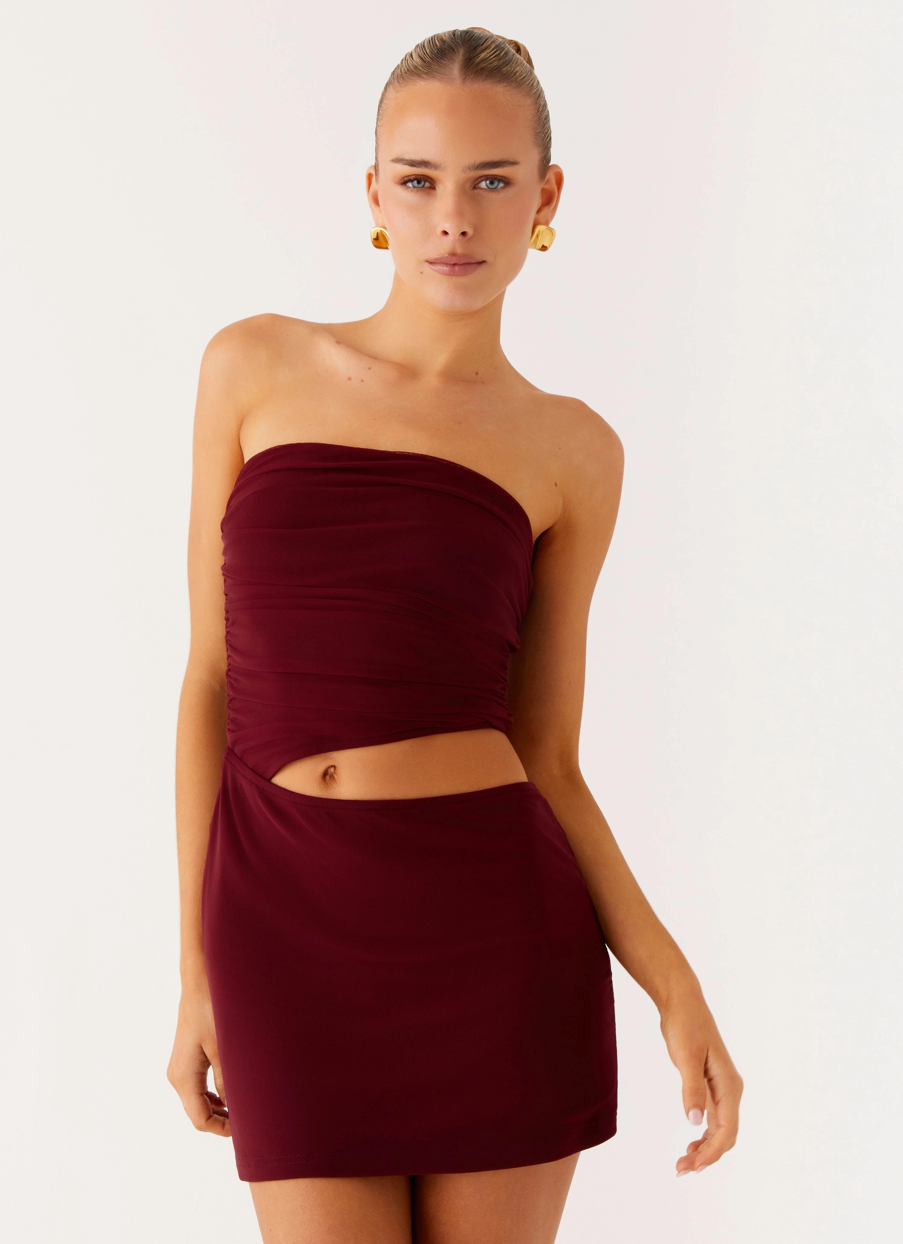 Last Heartbreak Mini Dress - Burgundy Soft color Clean Finish