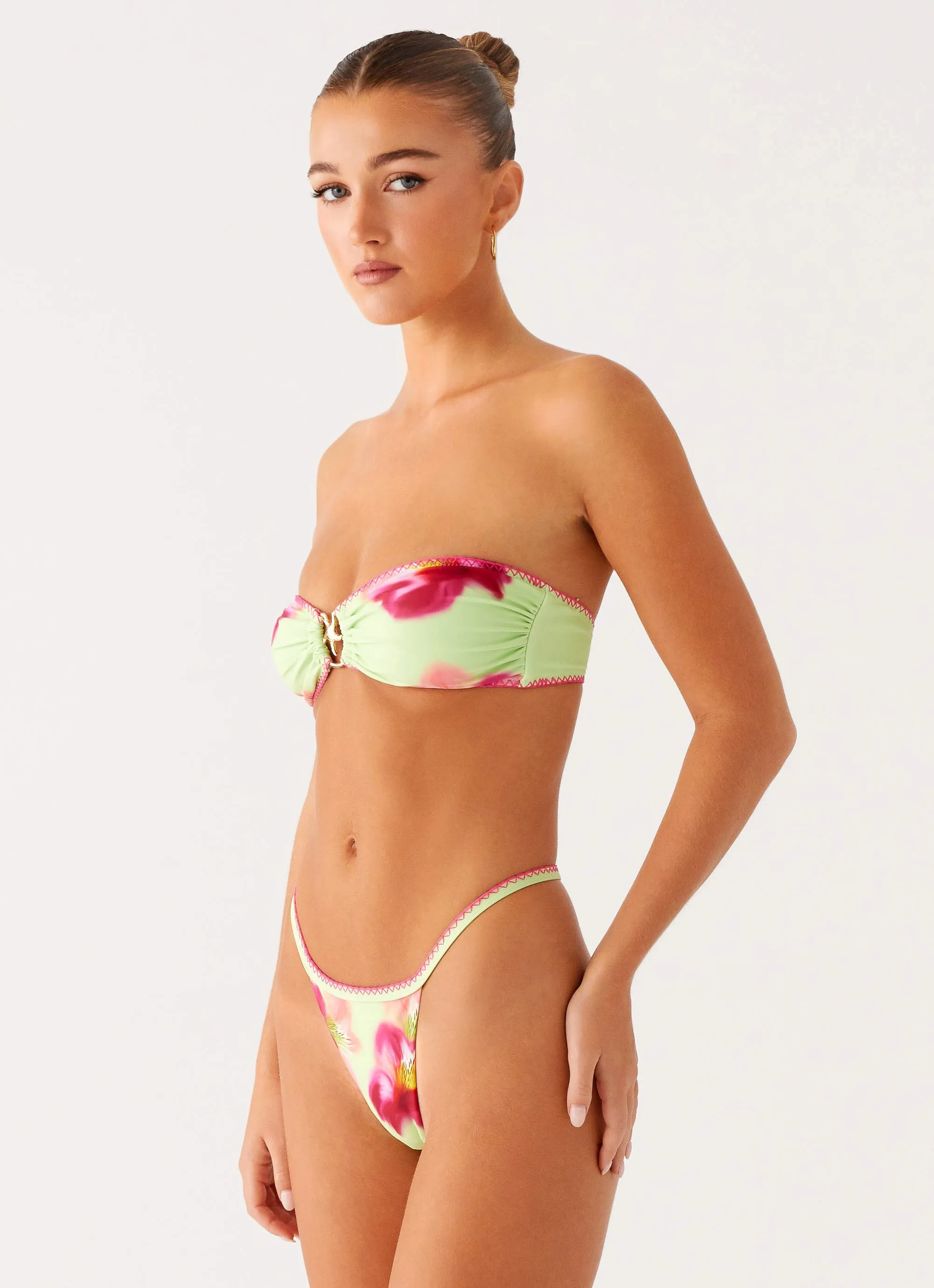 Laurel Bikini Bottom - Green Tropical Full Coverage
