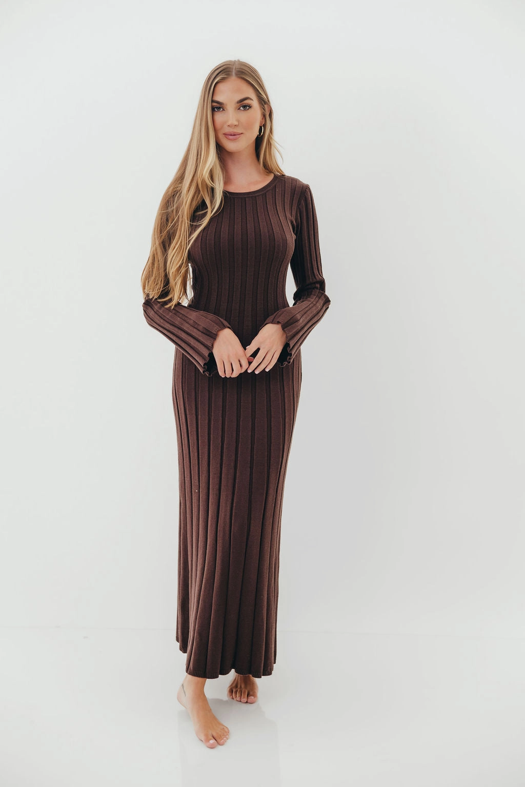 Comfort and Elegance Colette Luxe Maxi Dress in Chocolate Brown