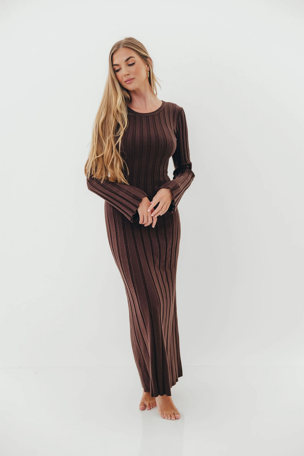 Colette Luxe Maxi Dress in Chocolate Brown Balanced Fit Formal-look