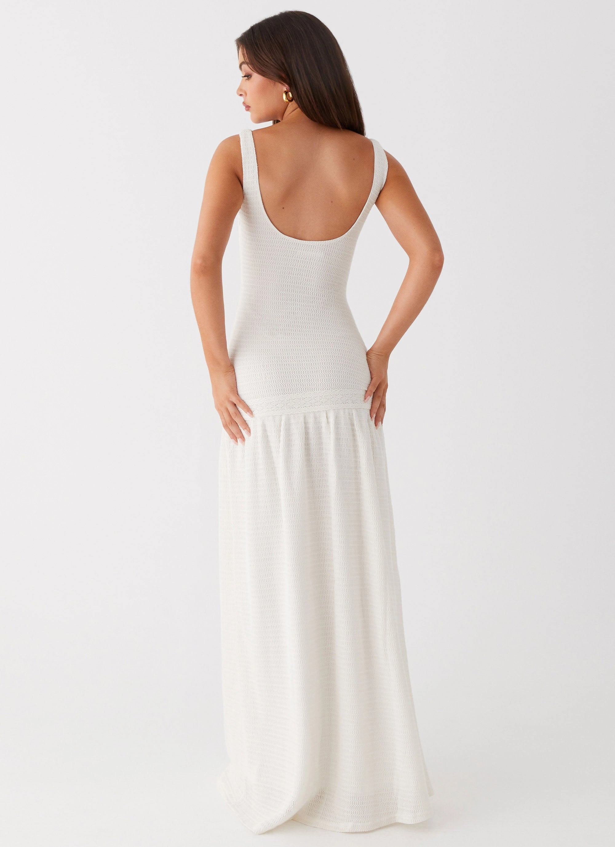 Scoop-Neck Chilly Day Wear Lyrical Maxi Dress - Ivory