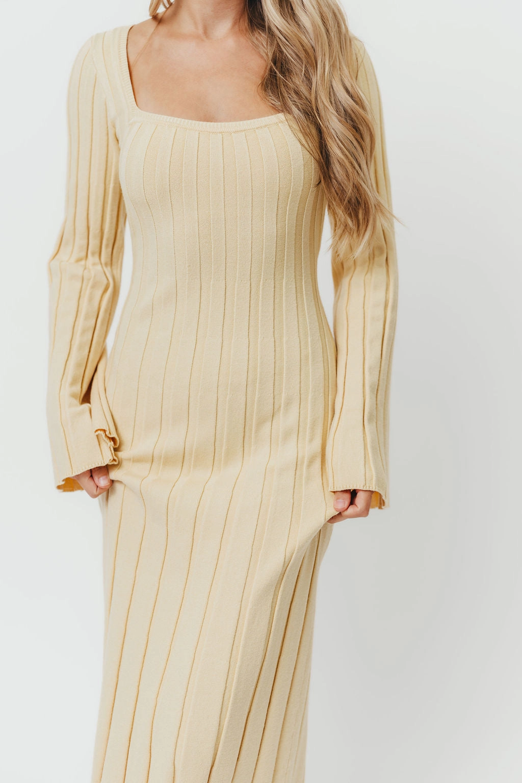 Flattering Shape Wear Rowan Square Neck Maxi Dress in Buttercream