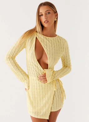 Alfie Mini Dress - Pastel Yellow Trend Smart Sleek Fit