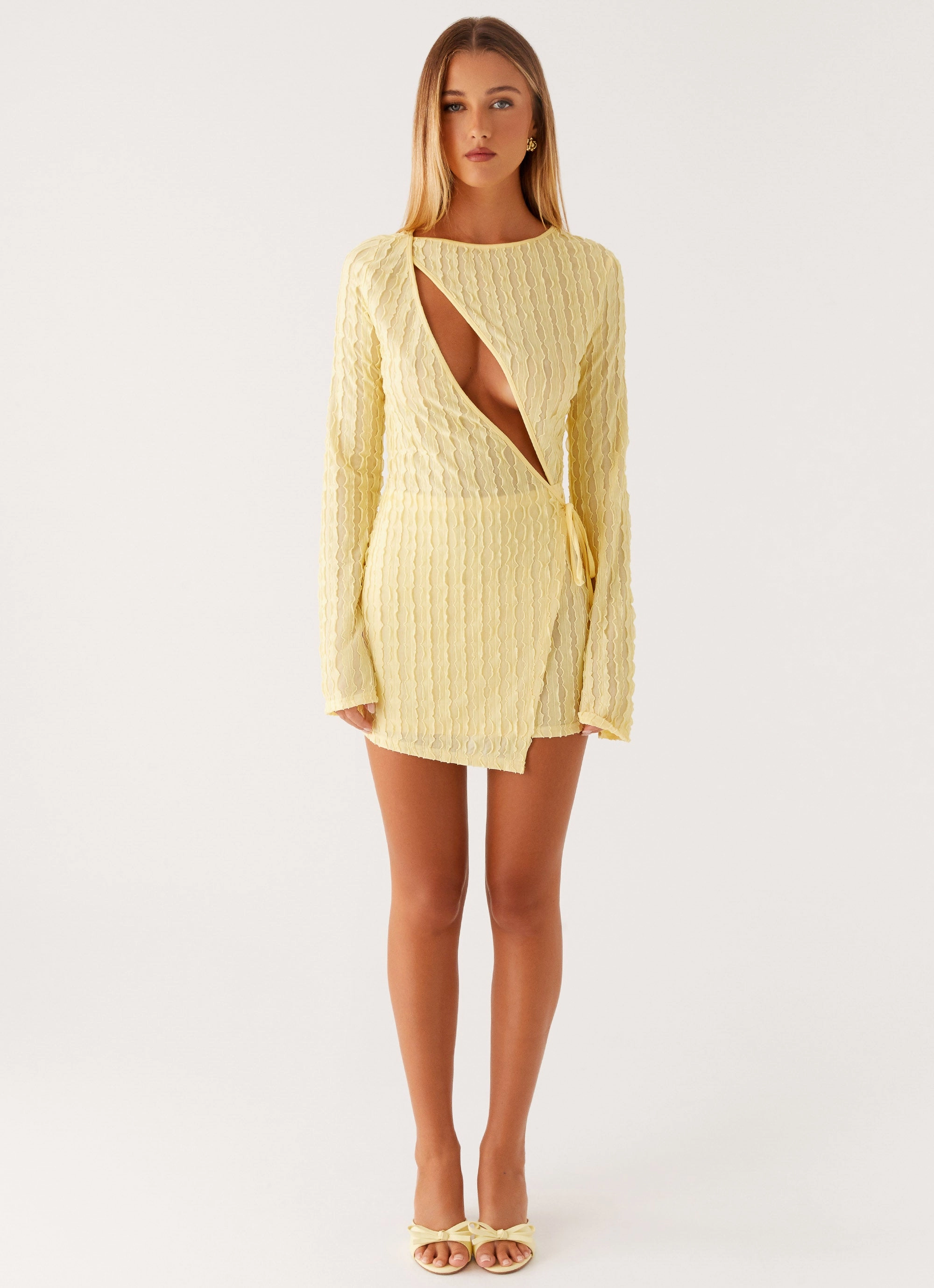Alfie Mini Dress - Pastel Yellow Refined fit Layered-Look