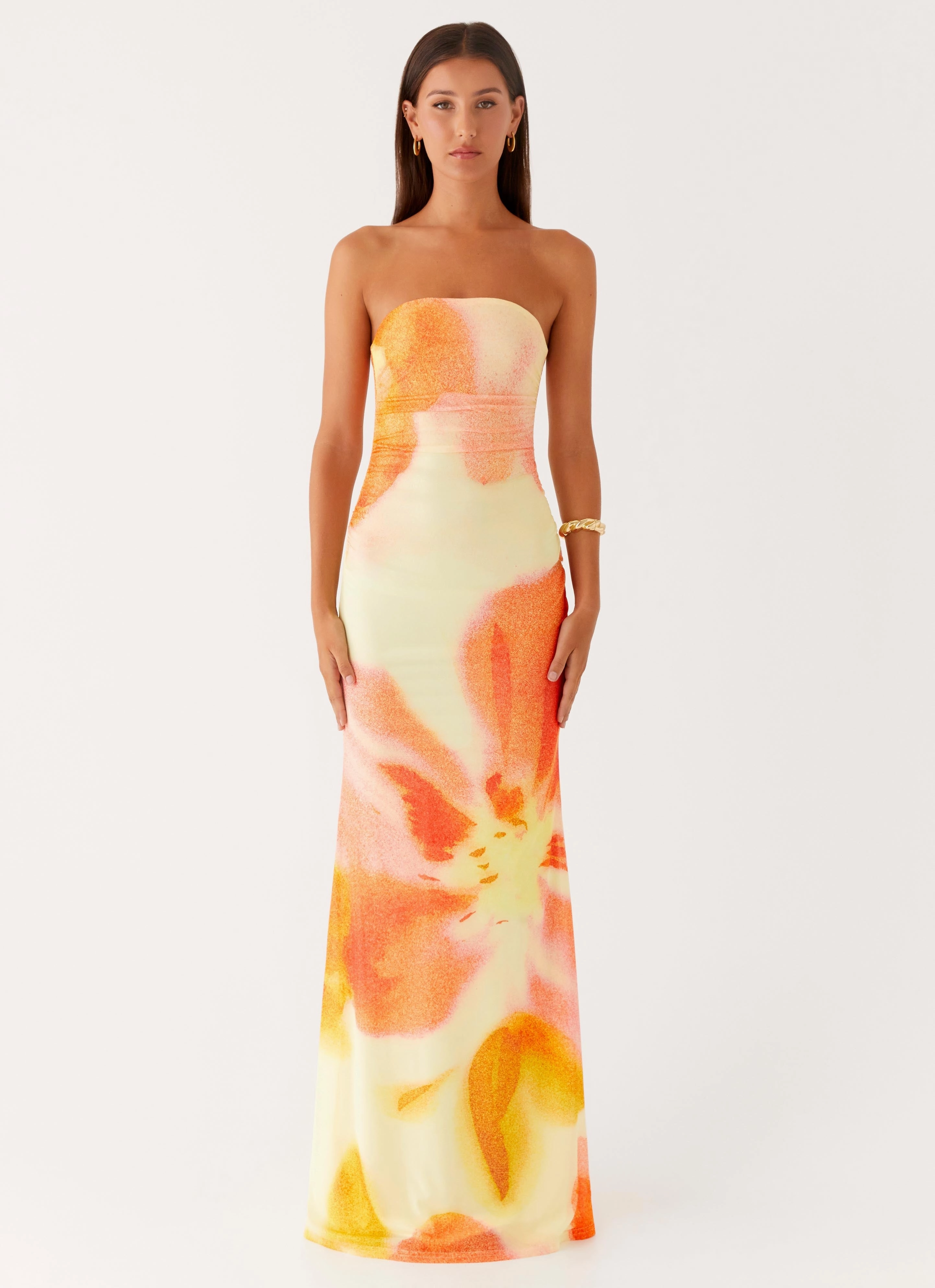 Wrinkle-Free-Finish Iroha Strapless Maxi Dress - Mimosa Blossom