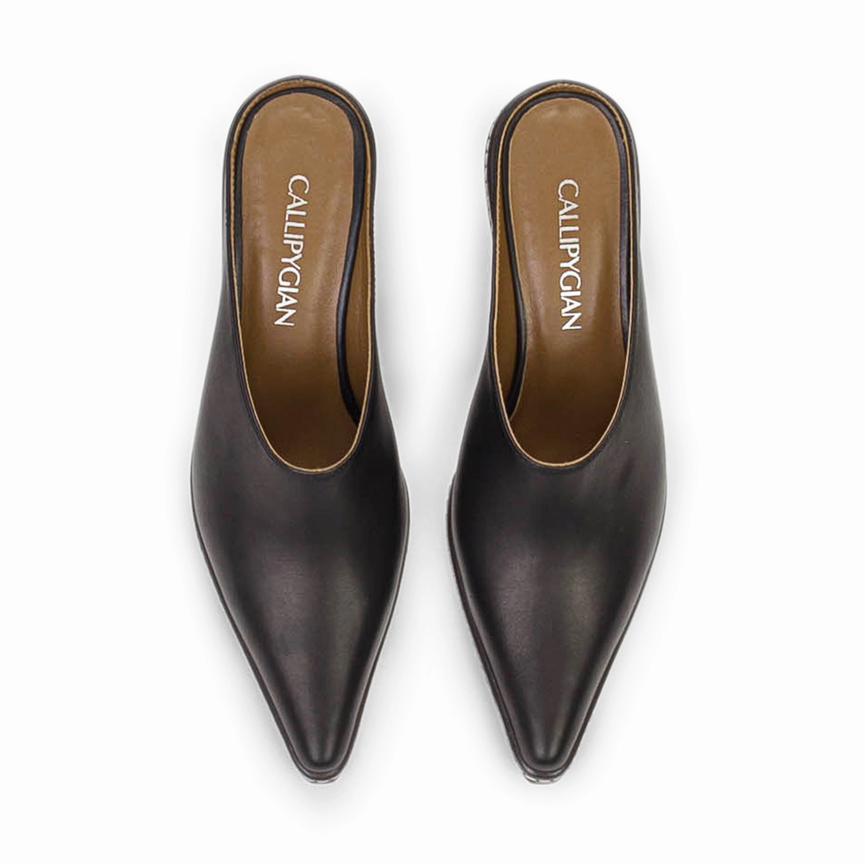 LEATHER BURGUNDY MULES Comfortable Build