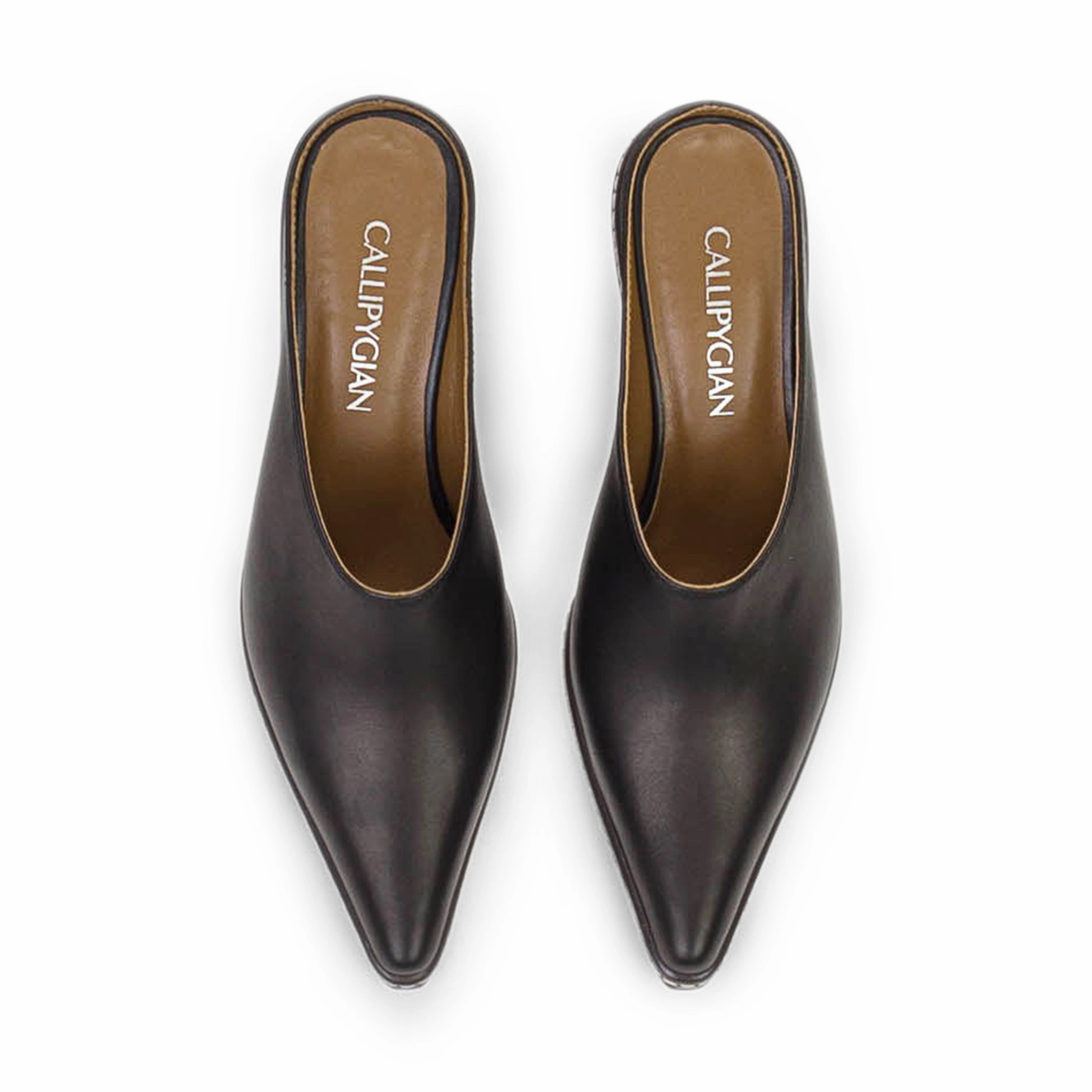 LEATHER BURGUNDY MULES Elastic Bands