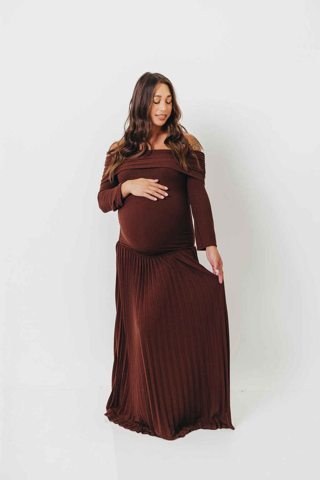 Lennox Long Sleeve Maxi Dress in Brown Kind Light
