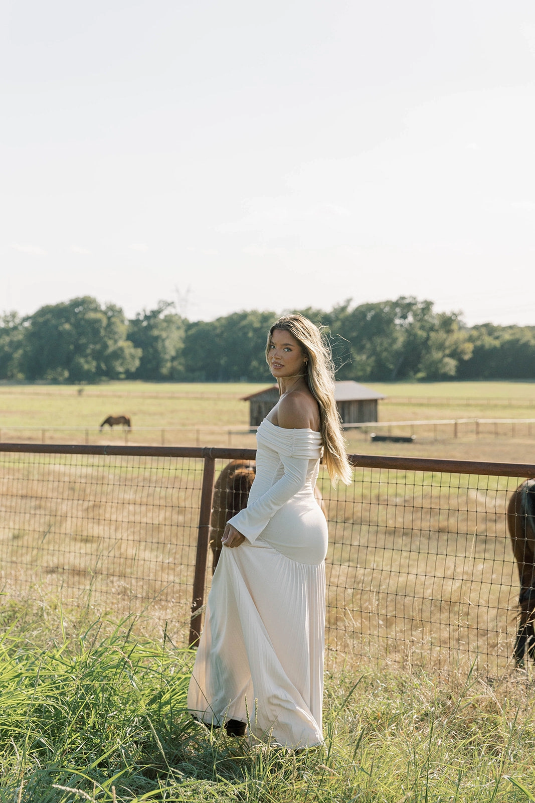 Lennox Long Sleeve Maxi Dress in Ivory Subtle Flex