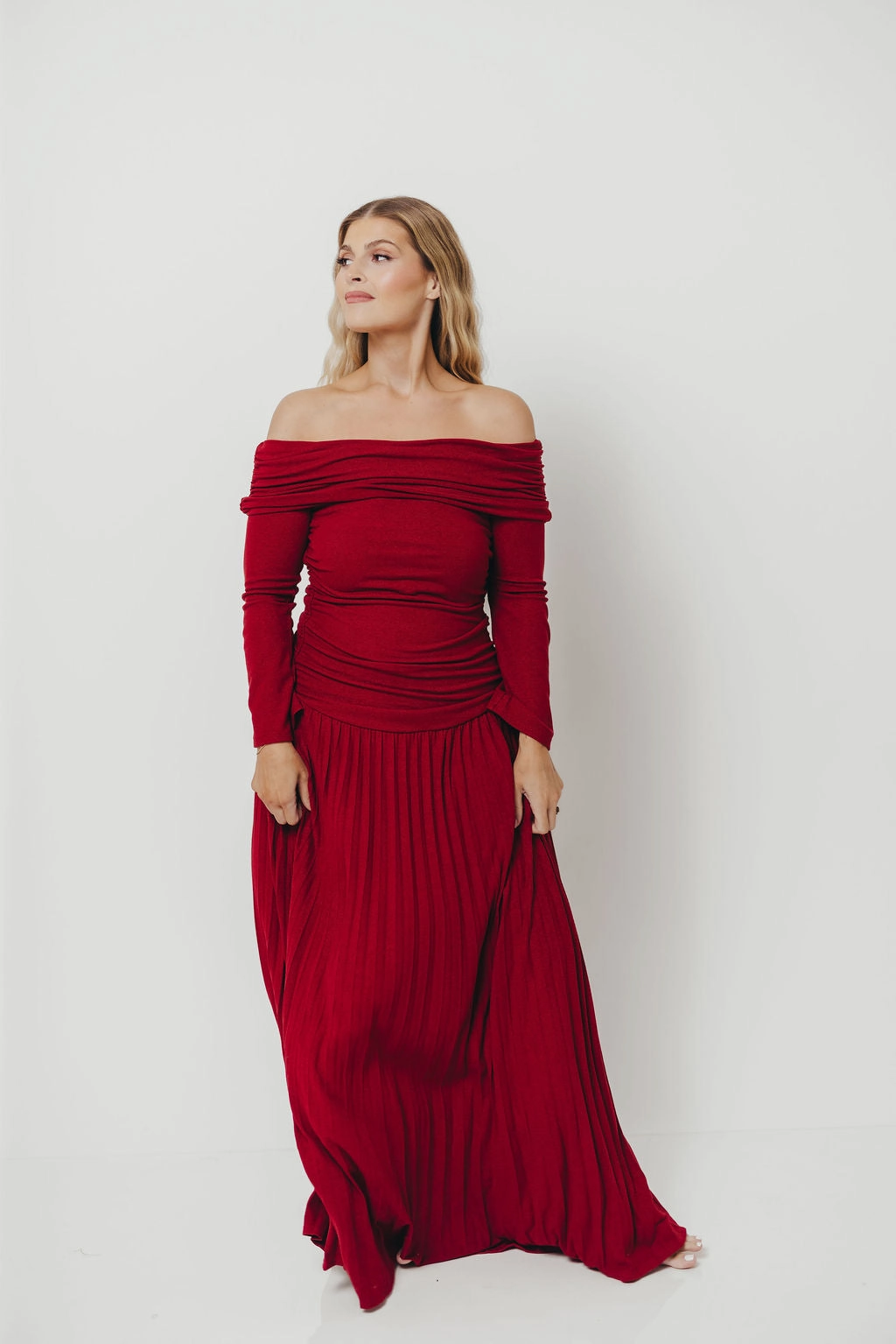 Lennox Long Sleeve Maxi Dress in Red Festival-Ready Breezy Fit