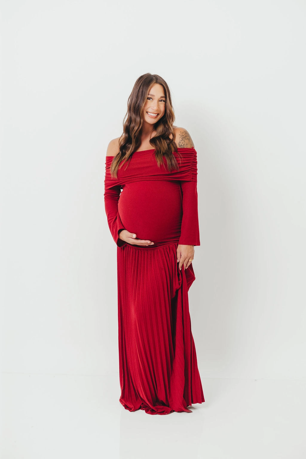 Lennox Long Sleeve Maxi Dress in Red Contemporary Vibe