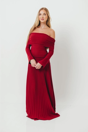 Lennox Long Sleeve Maxi Dress in Red Heritage-Brand