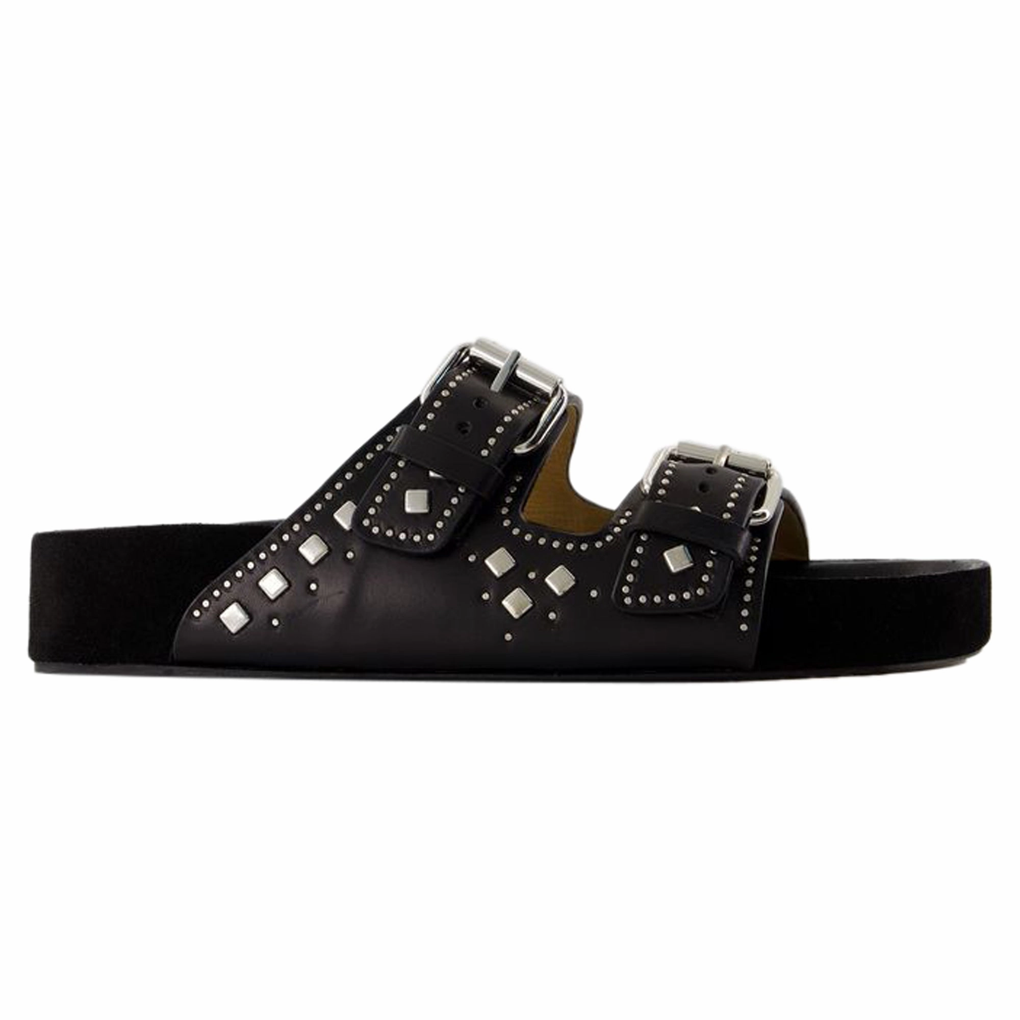 Lennyo Gb Sandals - Isabel Marant - Leather - Black Cozy Slippers Stretchable Mesh