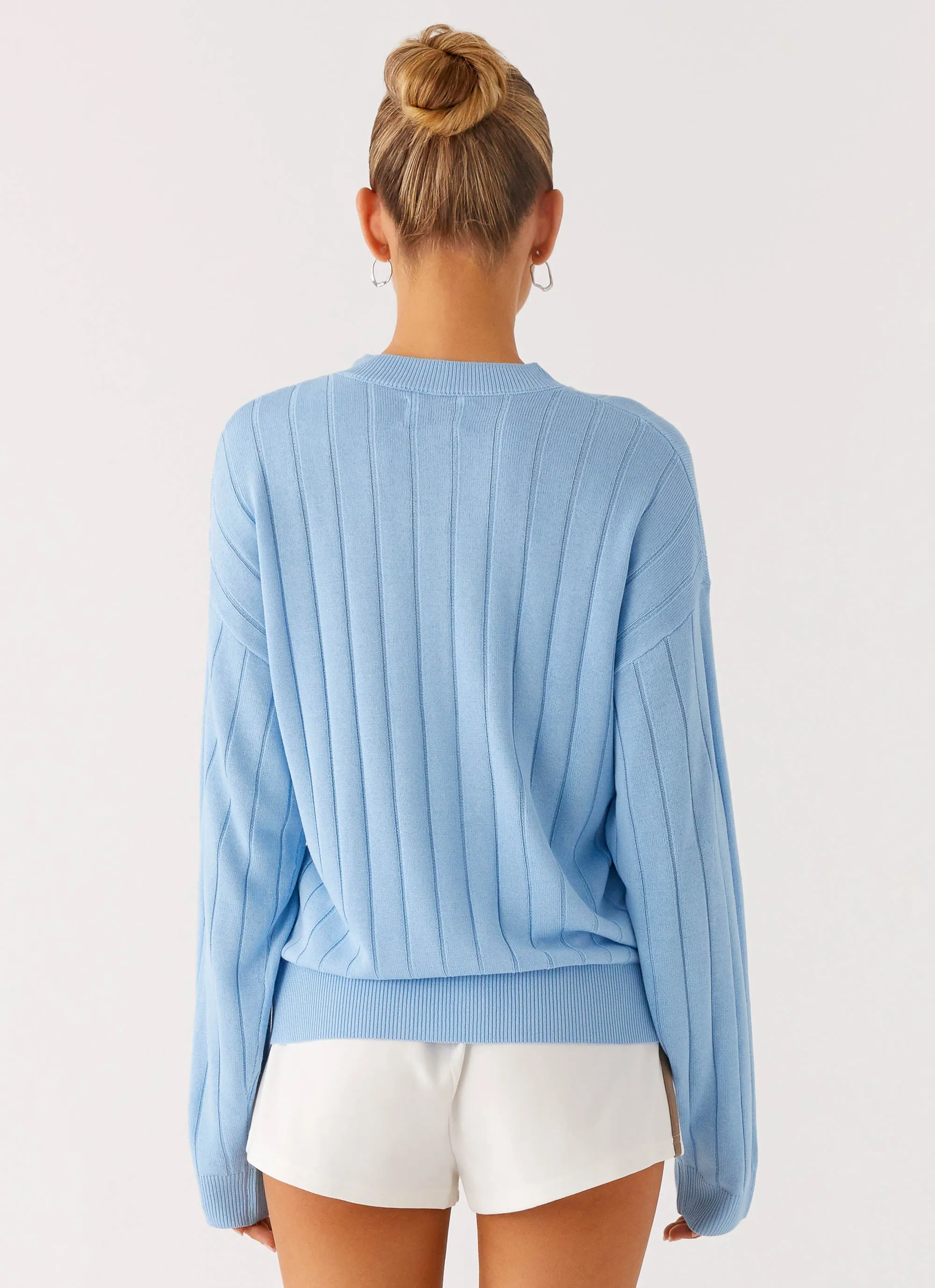 Street Vibe Slimming Leo Oversized Cardigan - Sky Blue